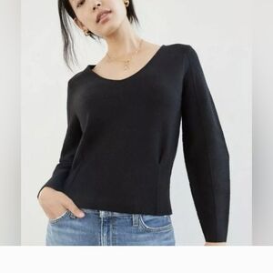 Anthropologie Elegant Black V-Neck Sweater